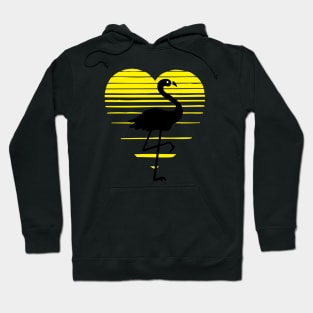 Flamingo lady love silhouette, sunset heart. Flamingo lover gift Hoodie